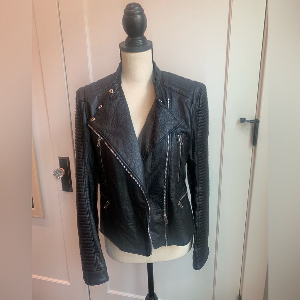 Zara Black Faux Leather Biker Jacket